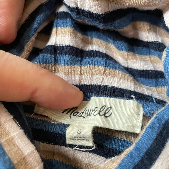 Madewell Fine Ribbed Turtleneck Long Sleeve Small Dark Mediterranean Windmill - Picture 6 of 15